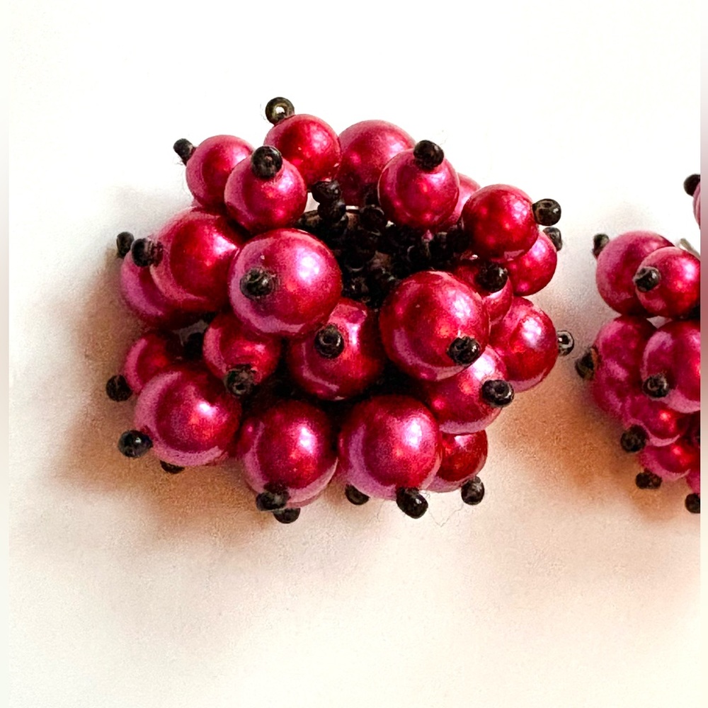 Vintage Cluster Bead Clip-On Earrings